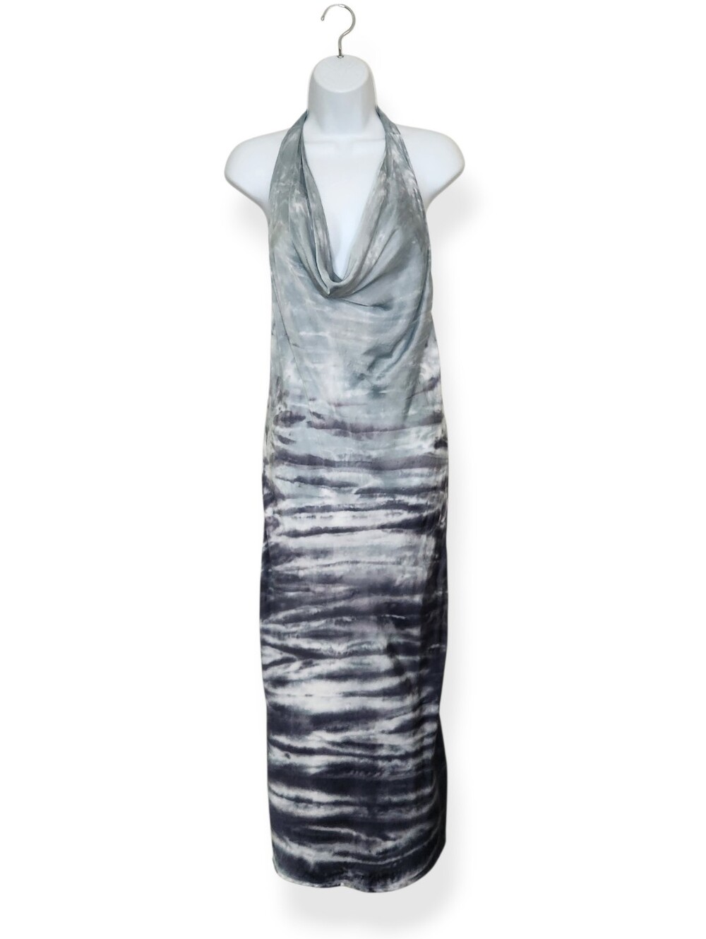Young Fabulous & Broke Rebel Satin Gray Tie Dye Halter Slip Dress Size Medium